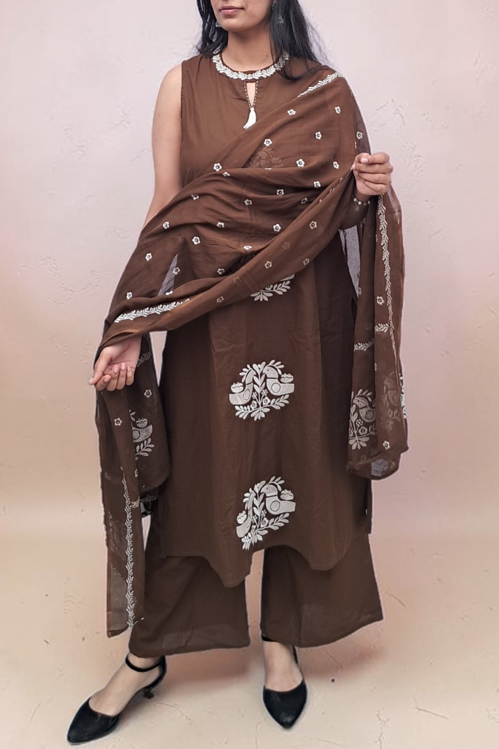 Cocoa Muse Suit – Brown Halter Neck Cotton